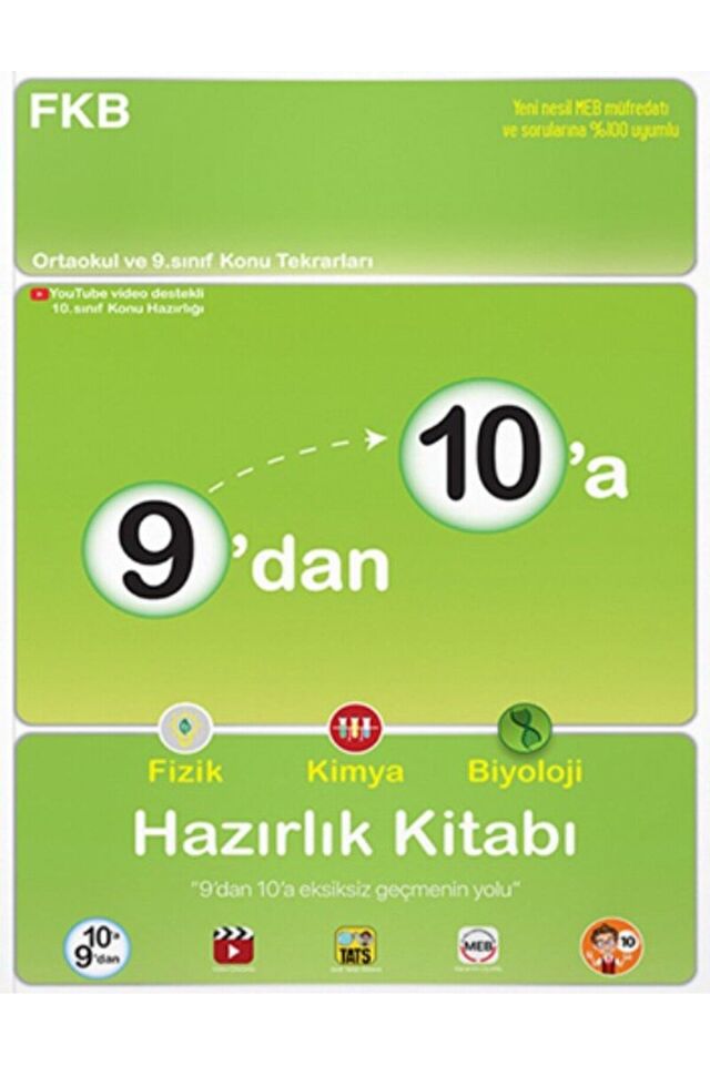 9'dan 10'a Fizik Kimya Biyoloji Hazırlık Kitabı / Kolektif / Tonguç Akademi / 9786254223815
