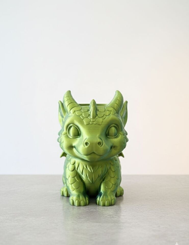 ''Gülümseyen Draco'' 3D Tasarım Ejderha Saksı & Kalemlik