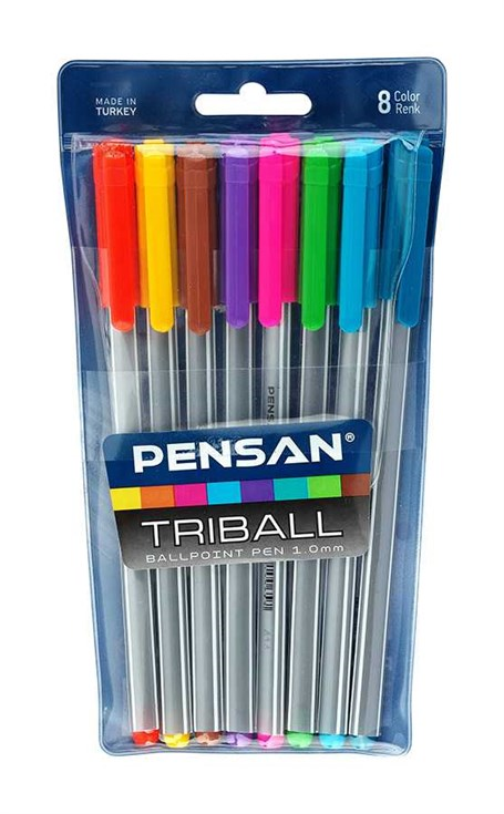 Pensan Triball Tükenmez Kalem Renkli 8li Vakumlu