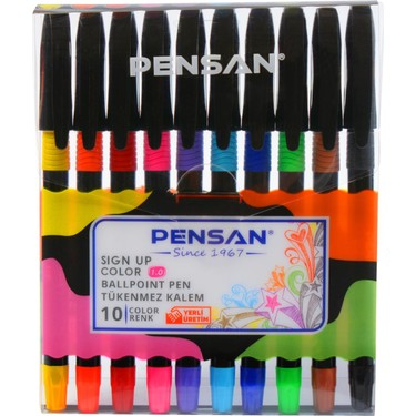Pensan Sign Up 1 mm Tükenmez Kalem Renkli 10lu