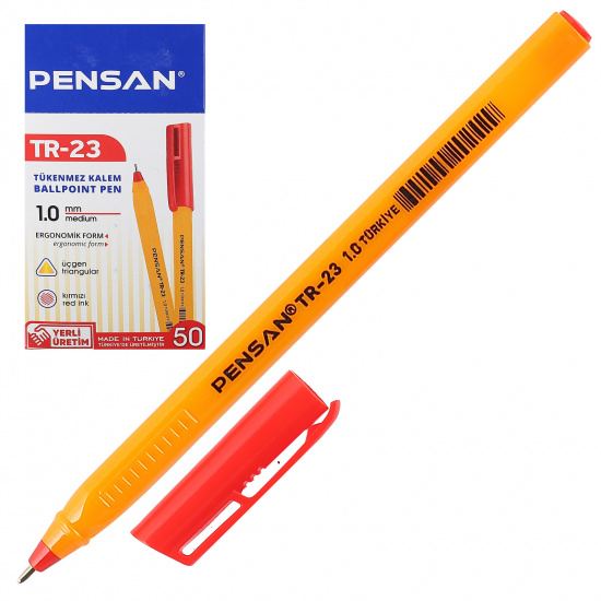 Pensan Üçgen TR-23 Tükenmez Kalem Kırmızı 50li