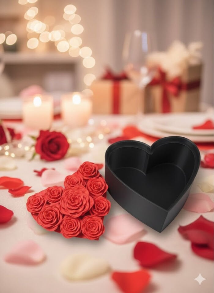 Tasarım Kalp Kutu Aranjmanı