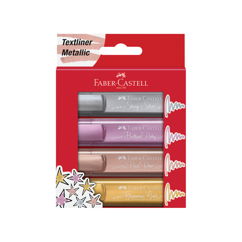 FABER CASTELL Fosforlu Kalem 46 Metalik R, 4lü Karton
