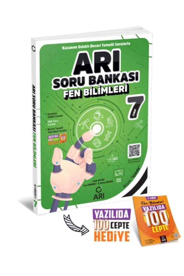 Arı Yayınları  7 Sınıf fen Soru Bankası + Yazılıda 100 Cepte