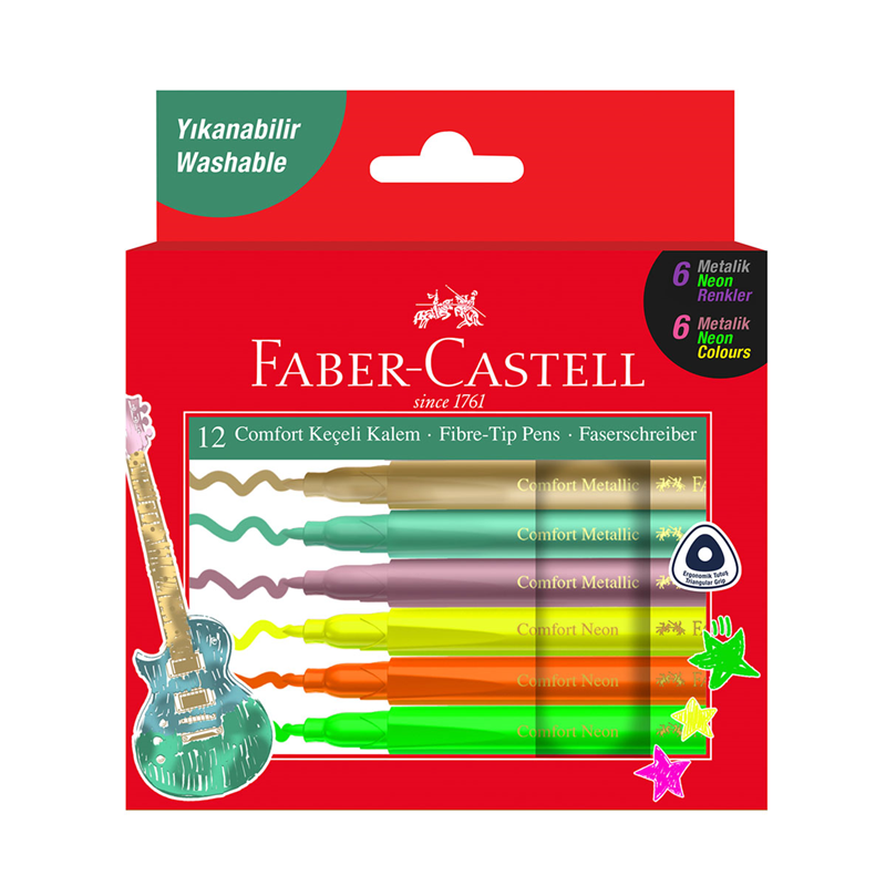 Faber Castell Comfort Keçeli Kalem Metalik+ Neon 12li