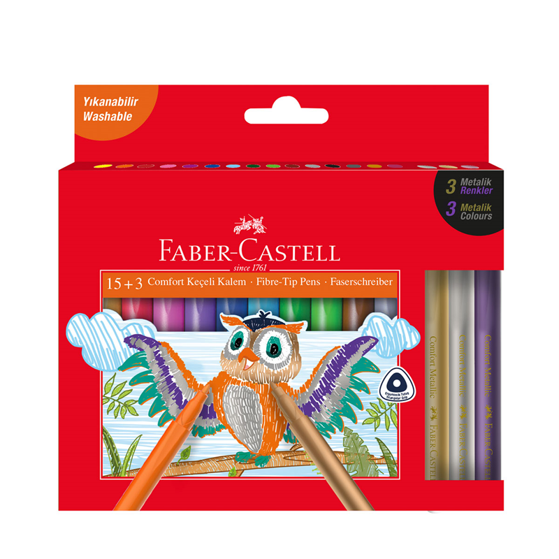 Faber Castell Comfort Keçeli Kalem, 15+3 Metalik